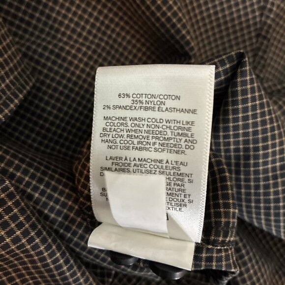 Express Mens M Brown Check Long Sleeve Button Up Dress Shirt Casual - Picture 5 of 5